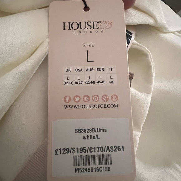 NWT House of CB Uma white strapless dress size L - Picture 2 of 2